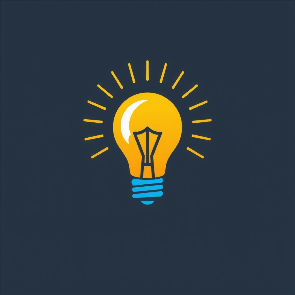 Abstract icon of a stylized lightbulb with radiating lines, symbolizing innovation.