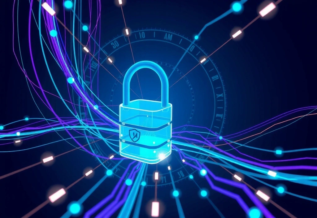 Abstract representation of data flowing into a secure database