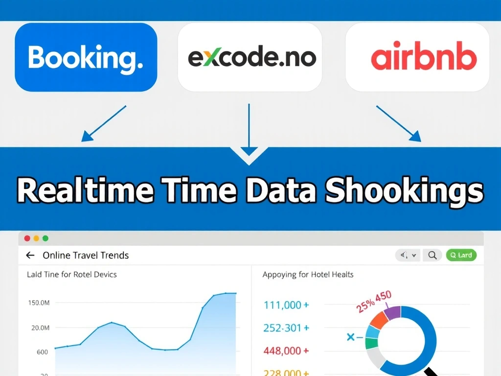 Digital dashboard showing multiple OTA logos and synchronized booking data
